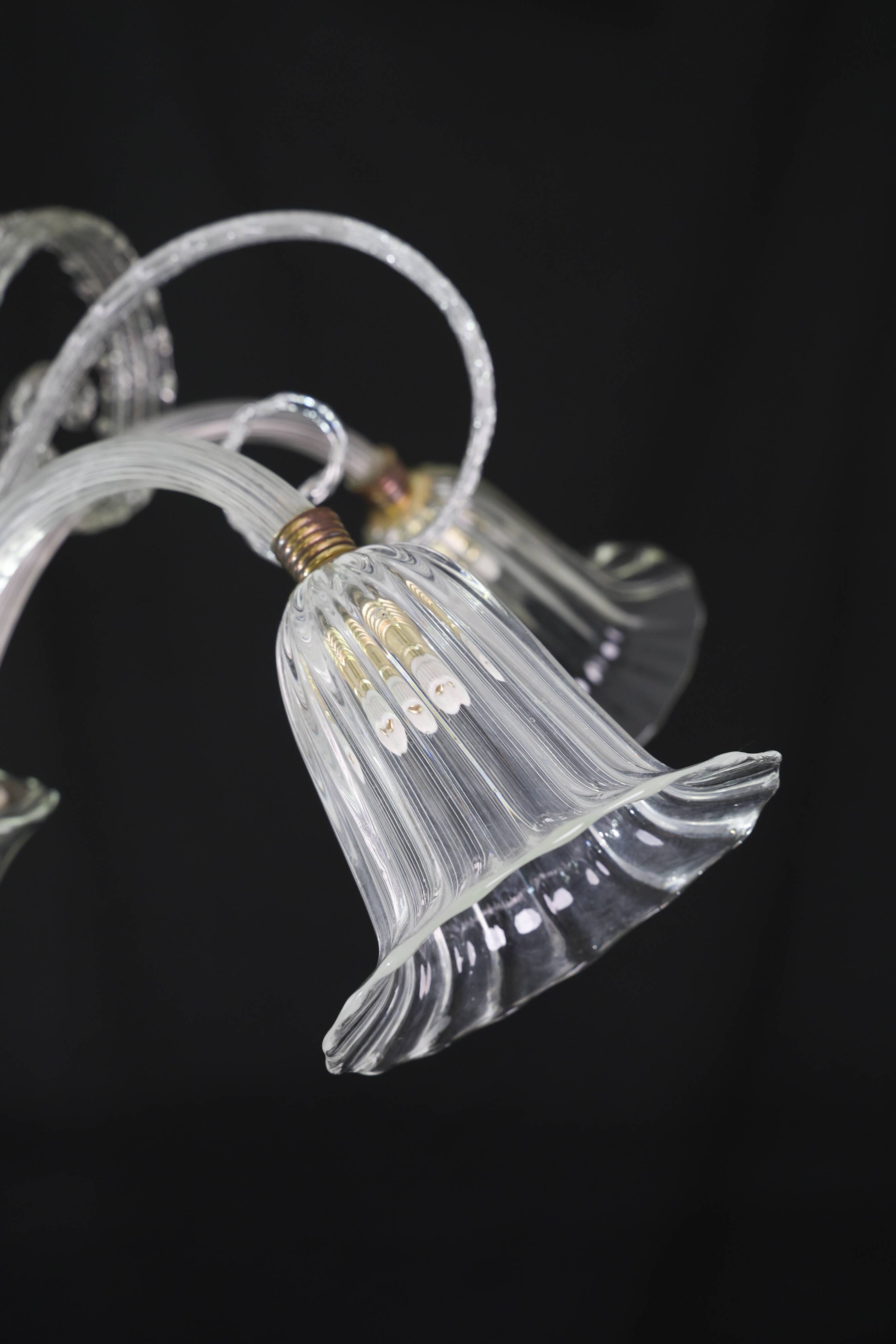 Amazing Art Decò Murano Glass Chandelier 5 Light, 1950