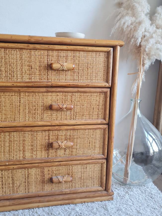 Rattan chest of drawers circa 1960s