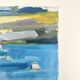 Oil on canvas signed, fishing port with colourful boats.