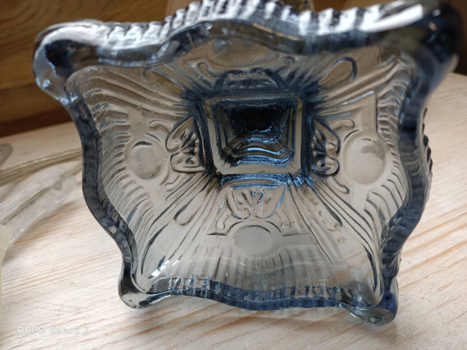 Paire de lampes en verre bleuté