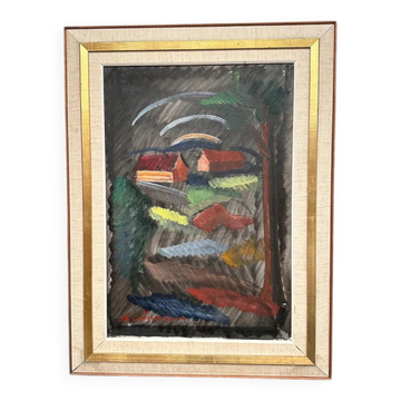 Large Original Swedish Oil on Canvas – “Landscape” by Bror Göransson – Signed – Vintage & Framed – 83 × 63 cm (32.7" × 24.8")