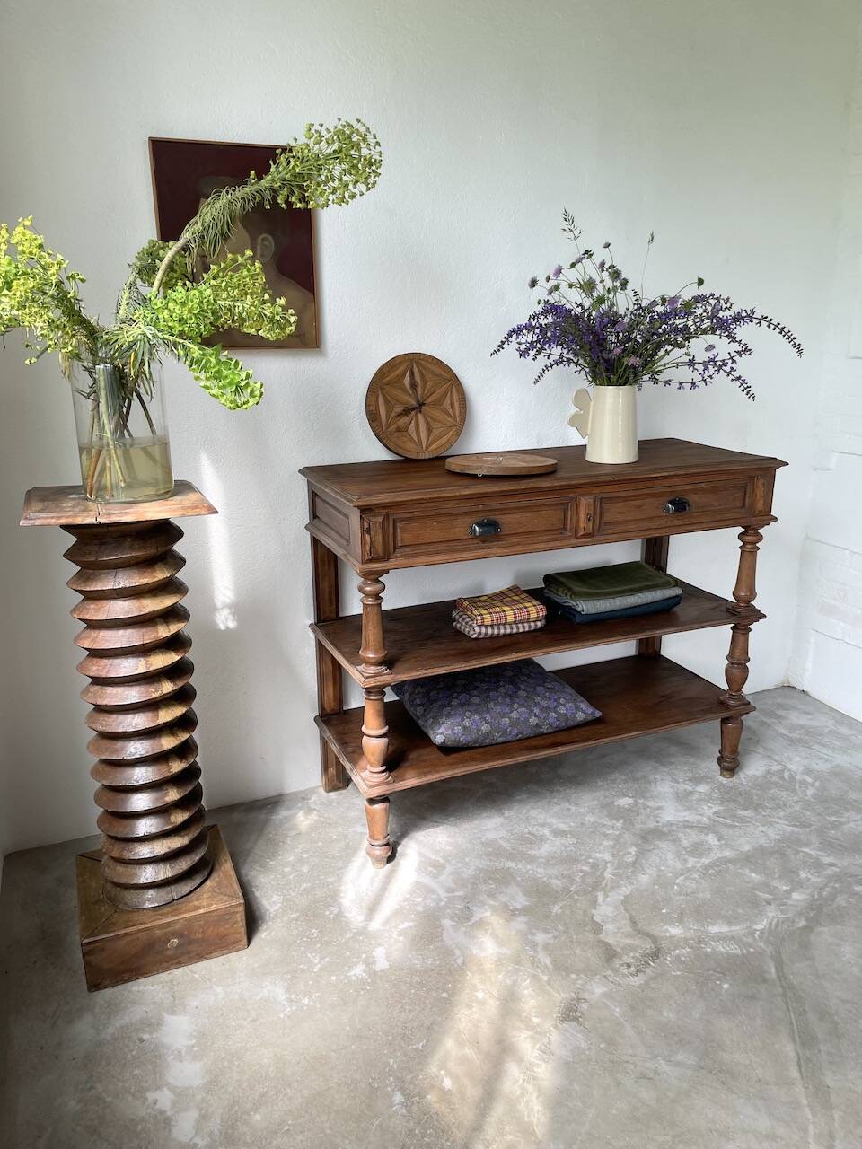 Drapière console en chêne 1950