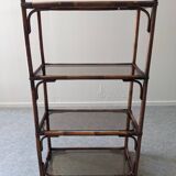 Bamboo and smoked glass shelf from the 60s and 70s