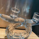 Candlestick two torches in cristal of Vannes Le Chatel art deco
