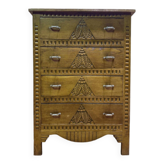 Art Deco commode / chest of drawers in solid oak