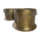 Engraved brass pot cover
