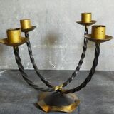 Pair of wrought iron candle holders four arms 50s
