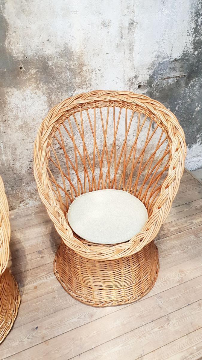 Vintage wicker armchairs