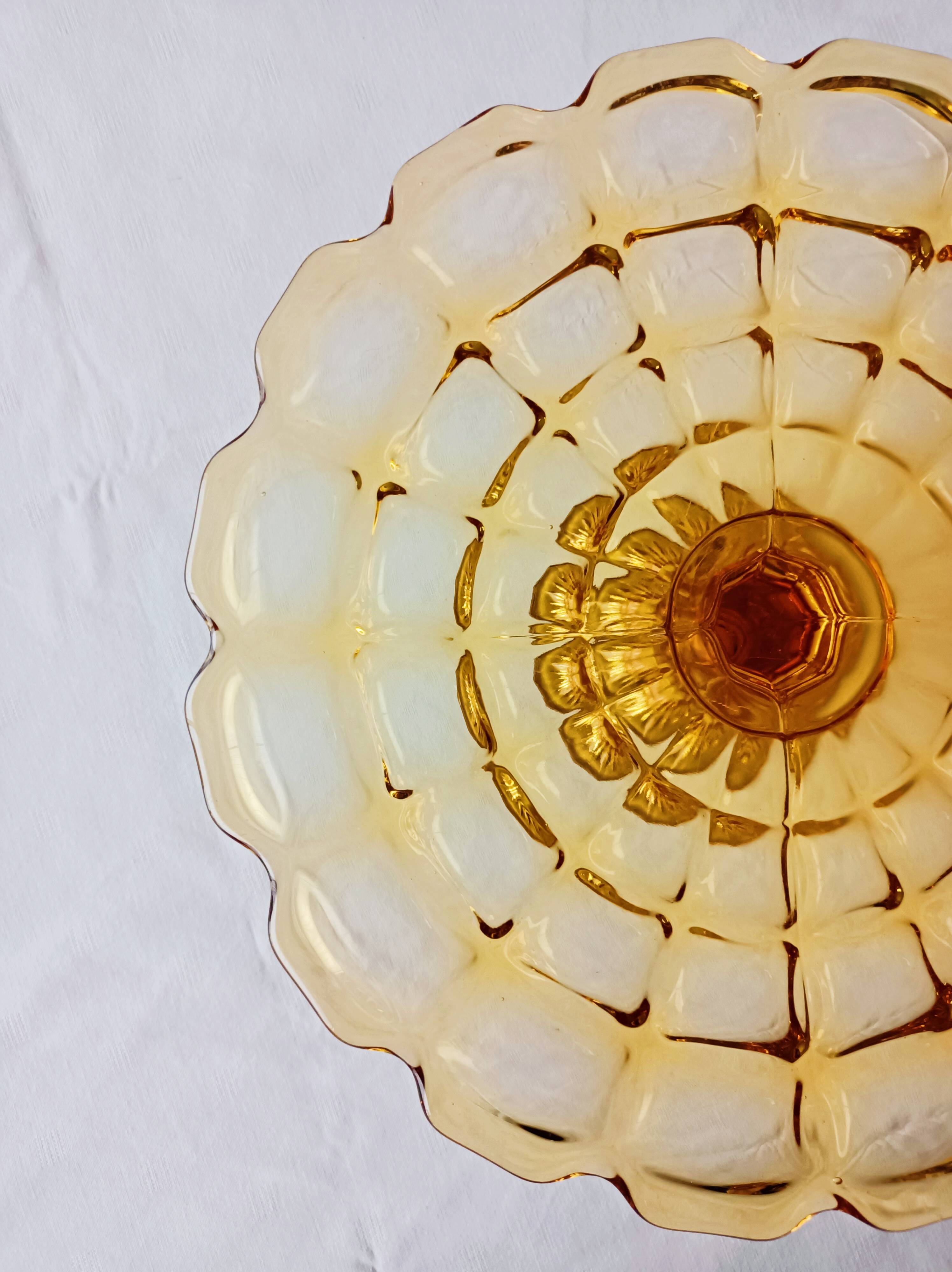 Cake stand, glass pedestal plate Bernsdorf depression style