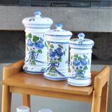 Set of 3 hand-painted cotton pots