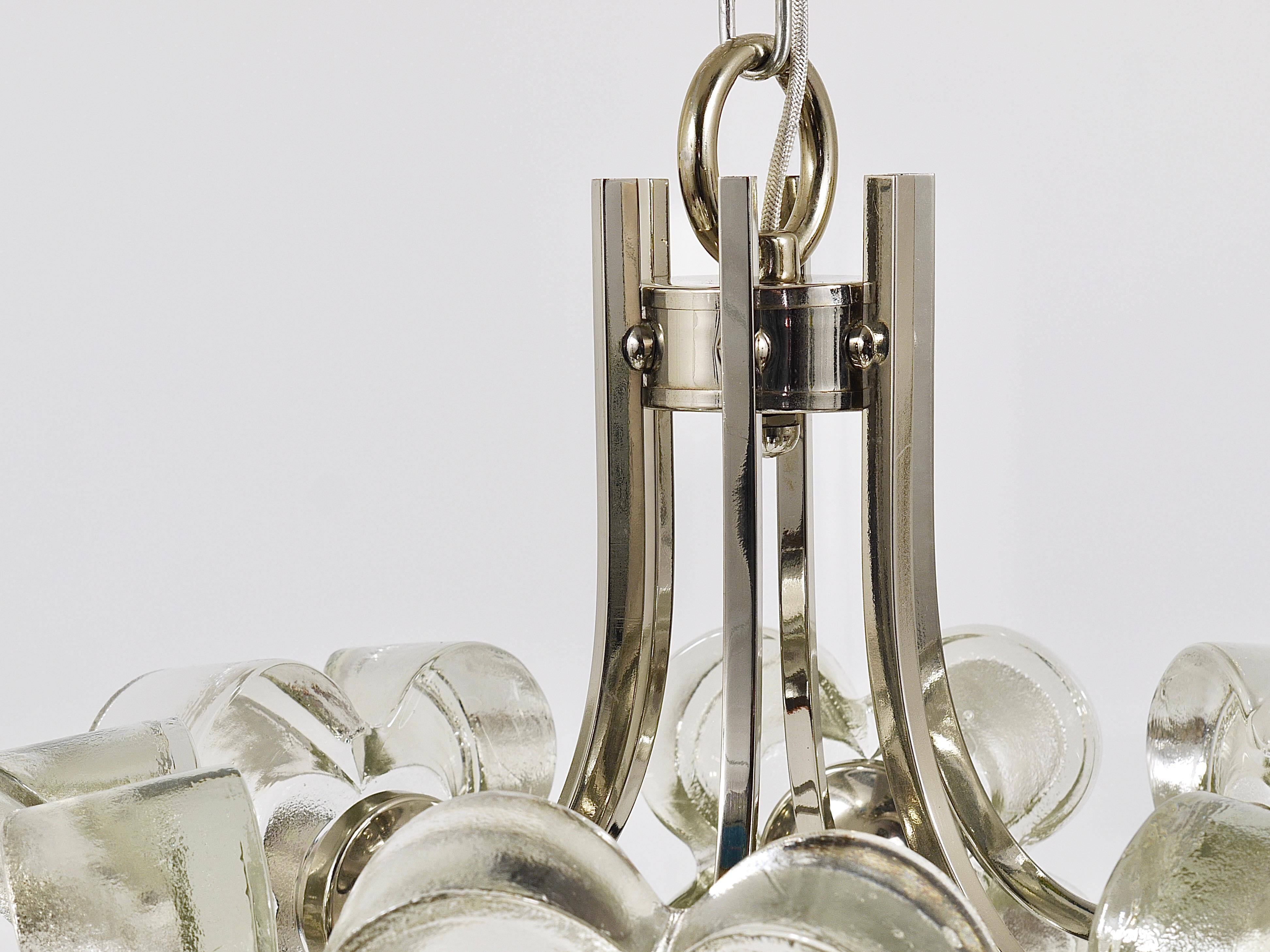 Crystal Glass Flower Pendant Light in Kalmar Style by Sische, Germany, 1970s