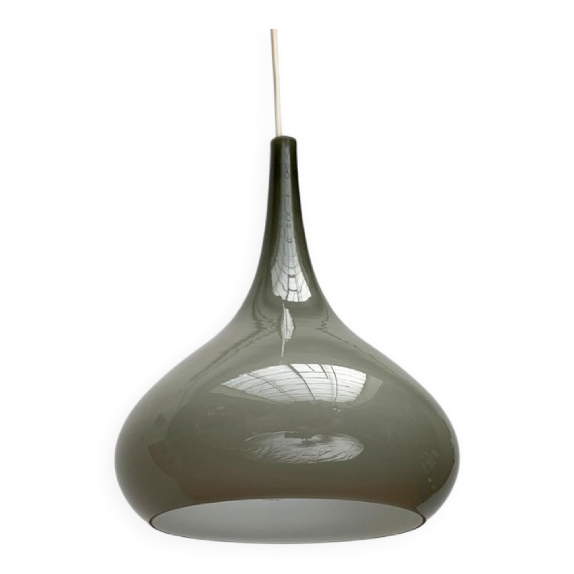 Mid-century Danish glass tulip pendant lamp by Nordisk Solar and Holmegaard, 1960s.