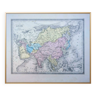 Asia, antique map, printed in 1852. Authentic.