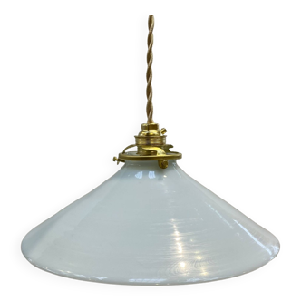 Suspension vintage en opaline blanche