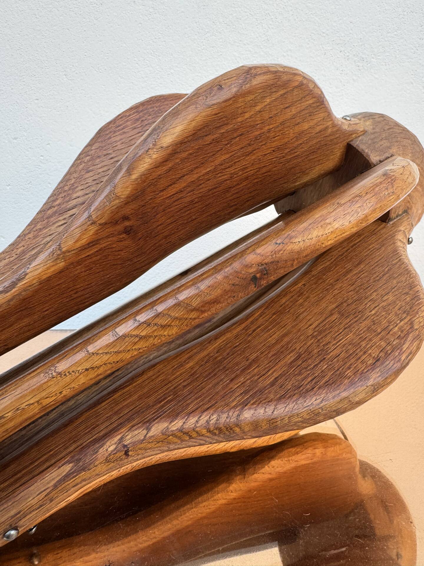 Brutalist teak wood lamp from the 1960s.