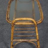 Dutch Design rattan side table with cloud glass top