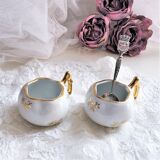 Paire de salerons salières en porcelaine de Luxe de France