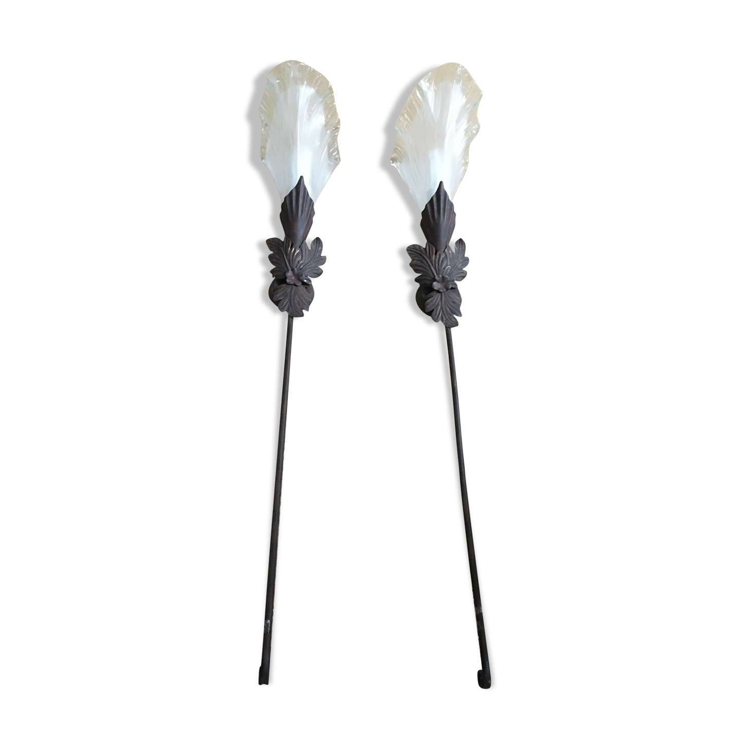 Paire d'appliques métal et verre Murano