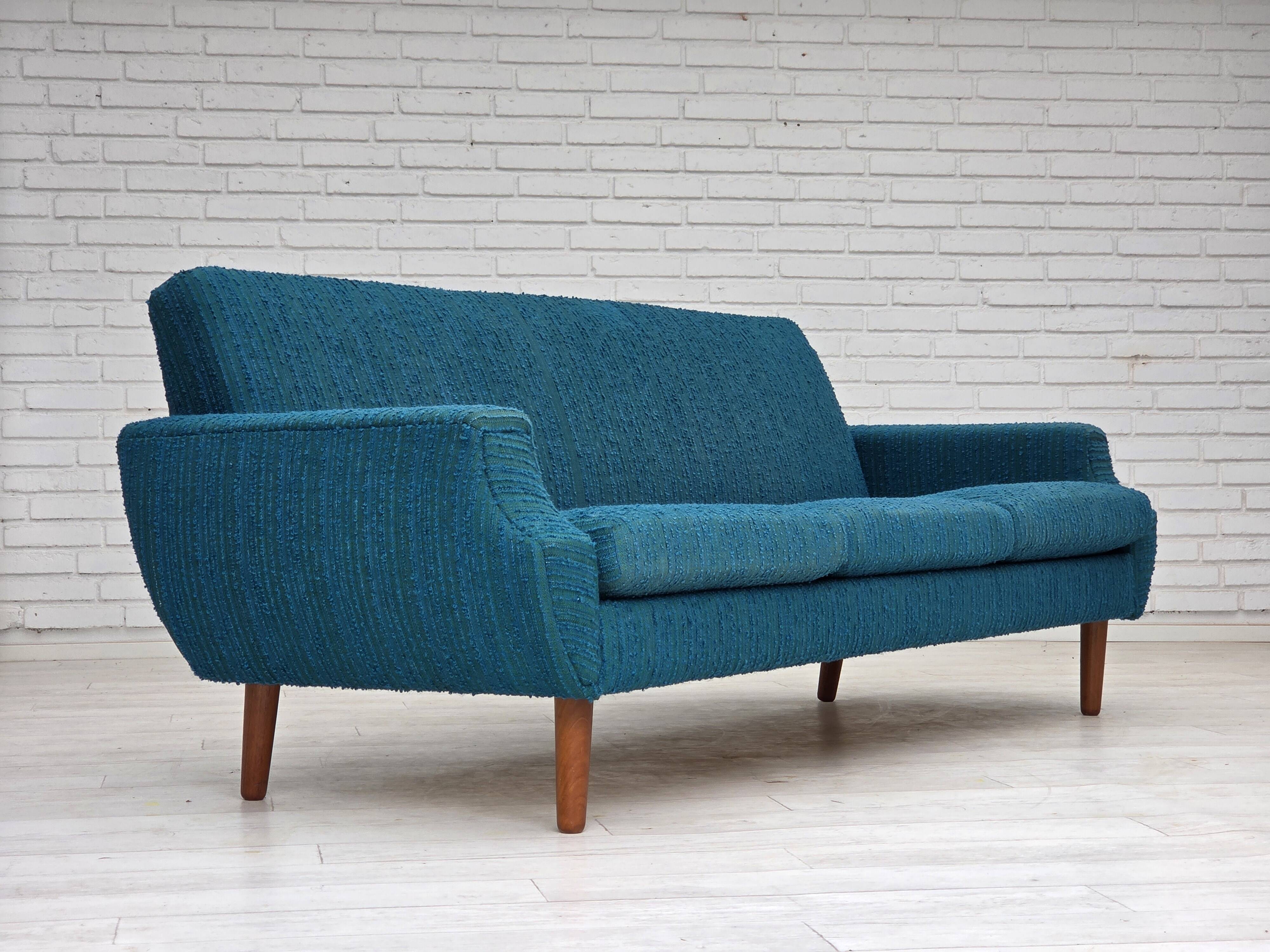 1970s, Danish 3-seater sofa, furniture wool, teak wood.
