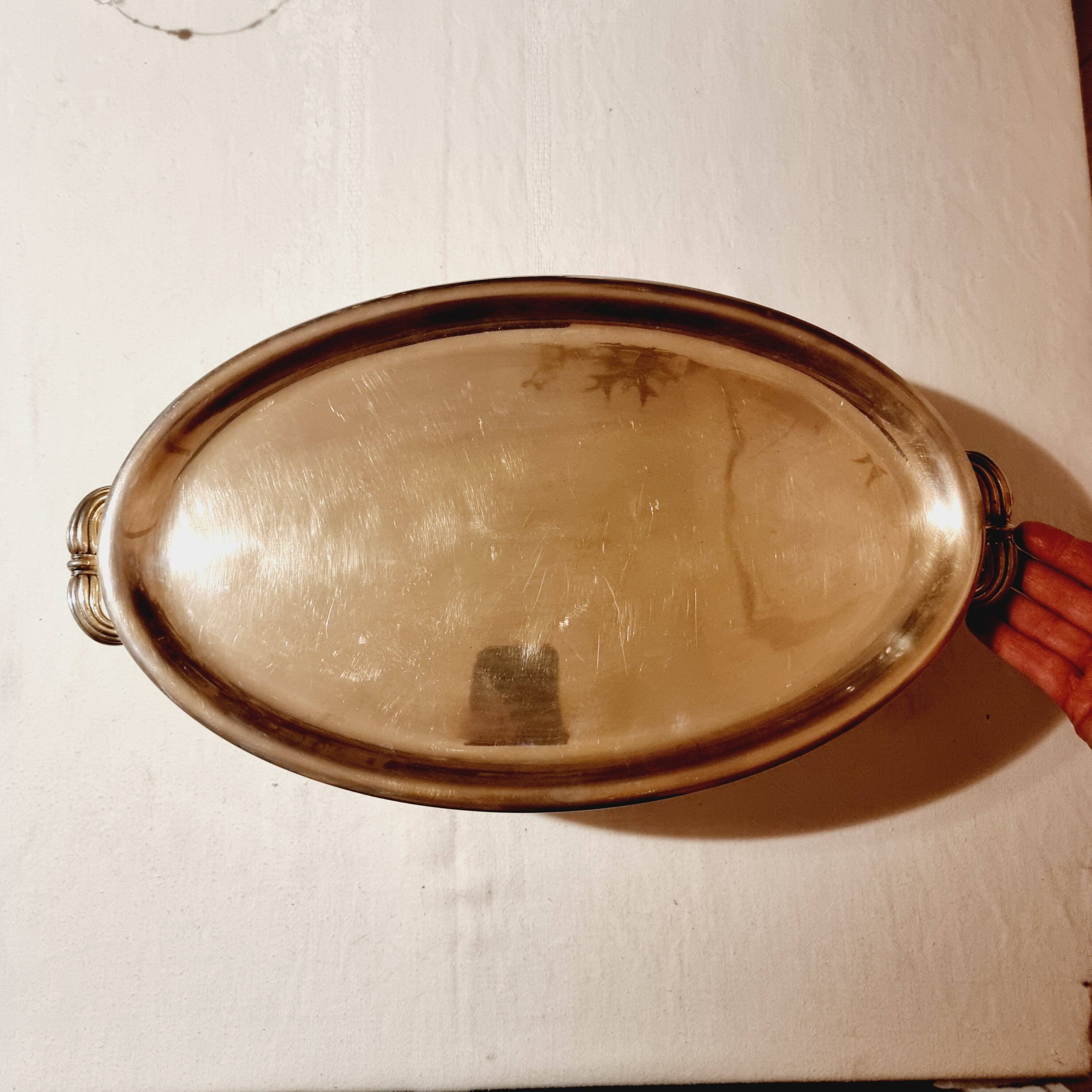 Christofle Plate Warmer Silver Metal large oval format 19th century L'Alfenide et Gallia