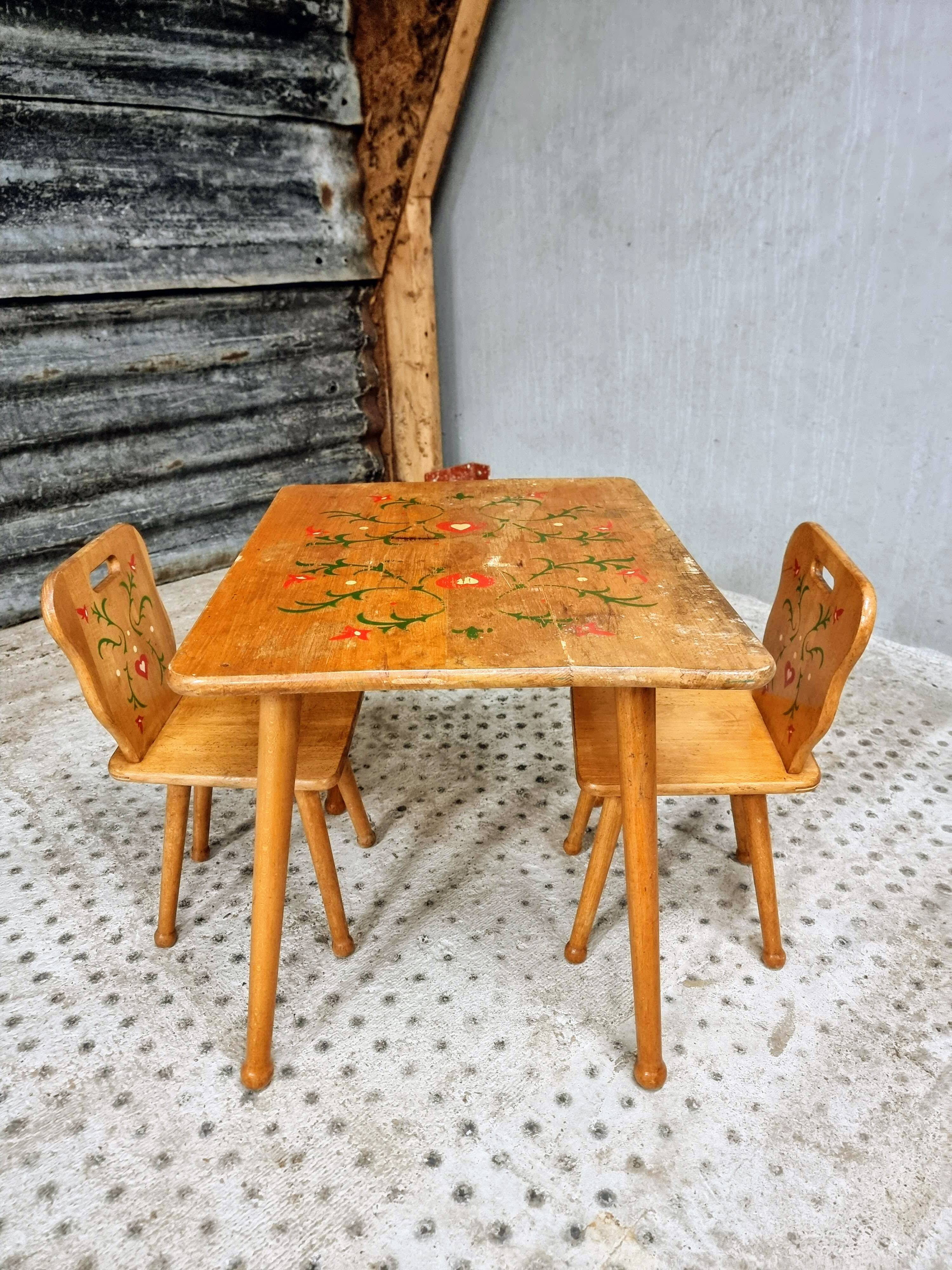 Vintage children's table set beech wood 60s