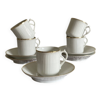 5 tasses à expresso et soucoupes anciennes en porcelaine