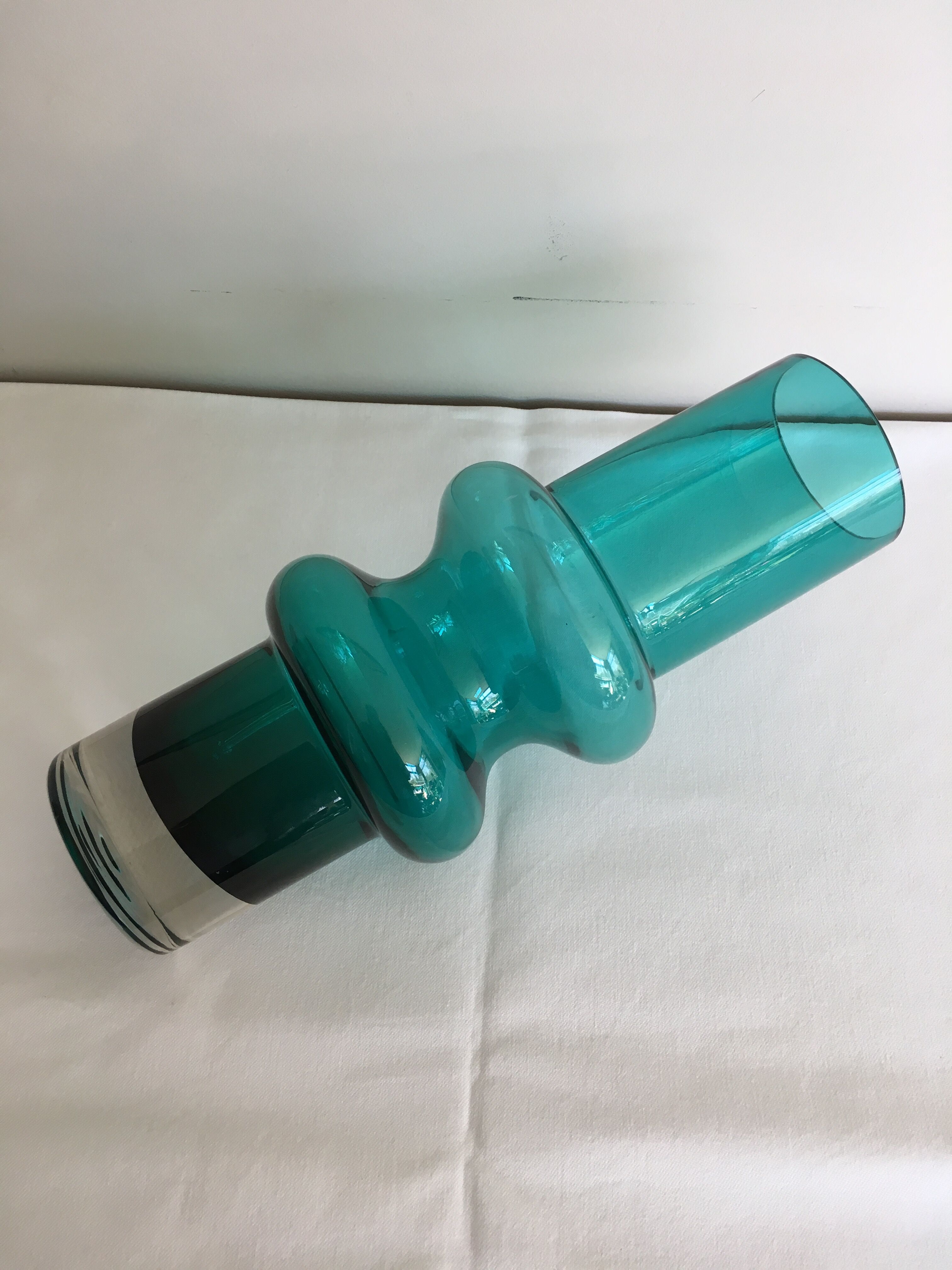 Vase tube green tinted glass