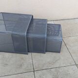 Table gigogne vintage métal perforé design