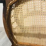 Chaise d’angle en bois et cannage