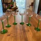 Set of 6 Engraved Glasses with Green Legs