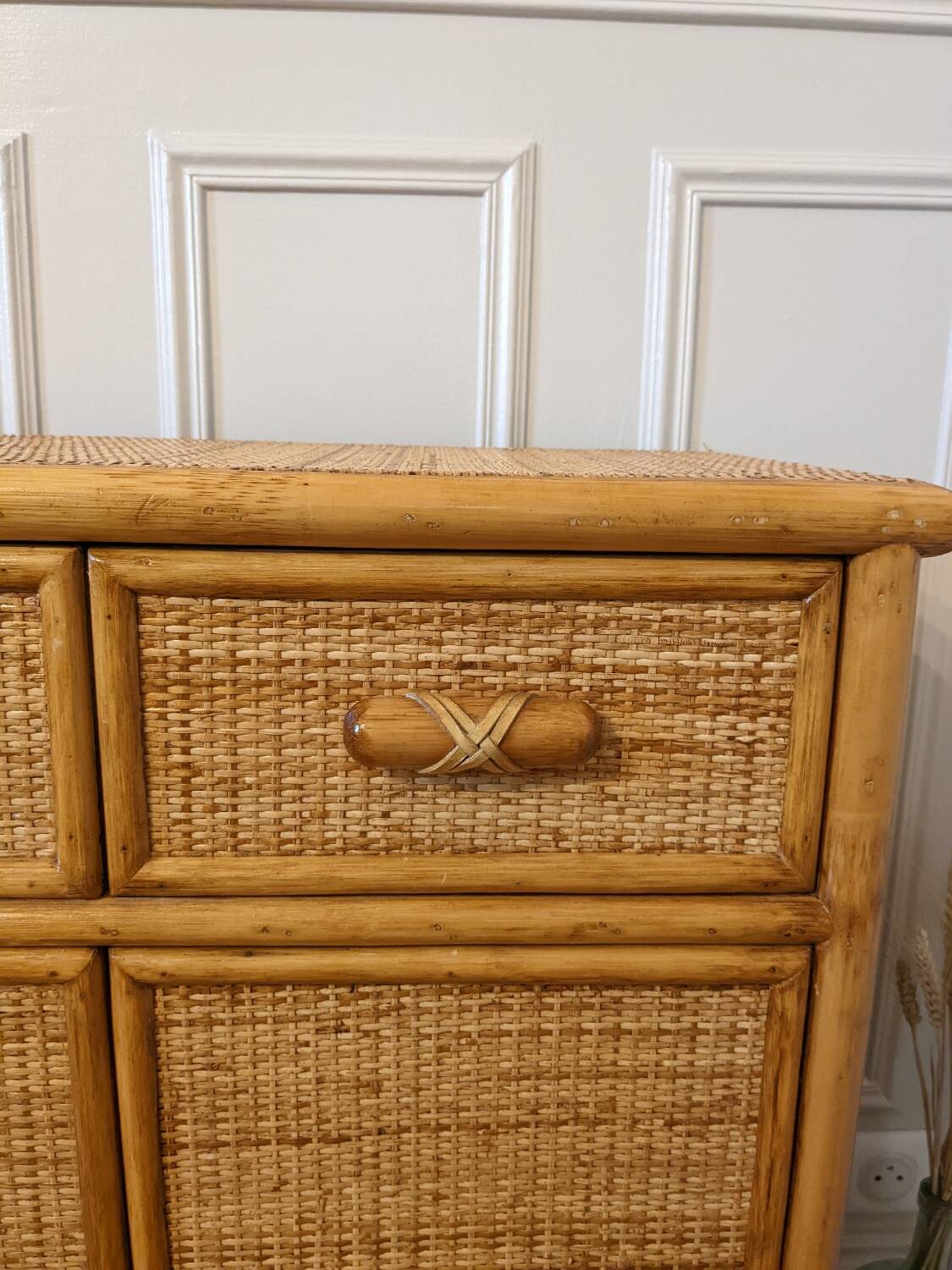 Rattan and wicker chest of drawers