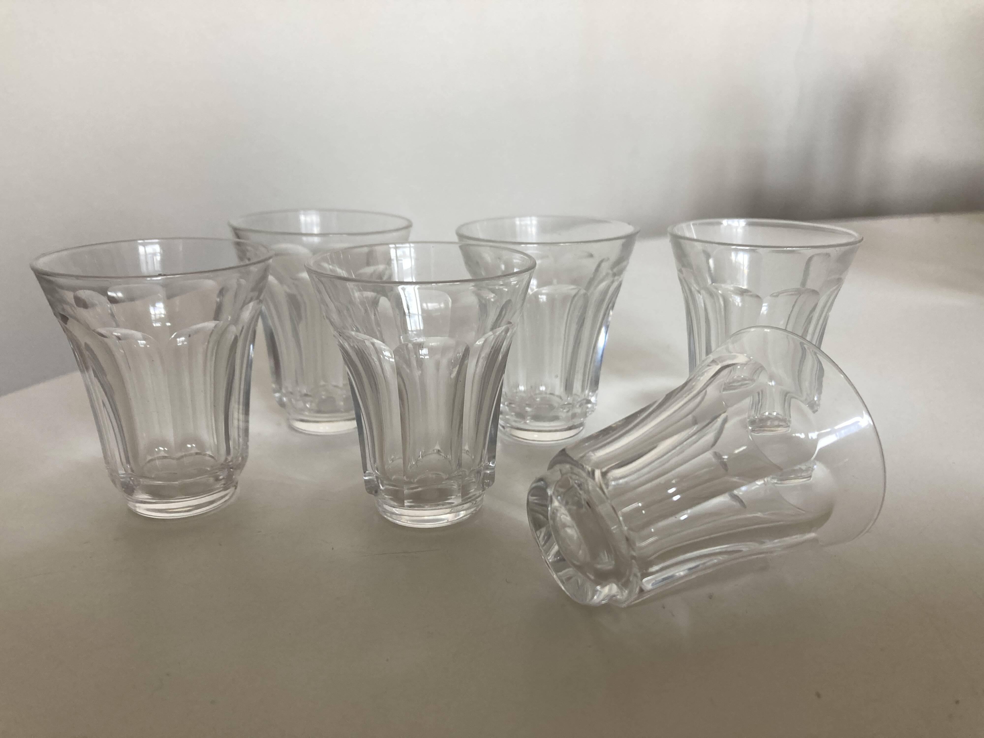Set de 6 verres shot tulipe à côtes plates néo classique 1950