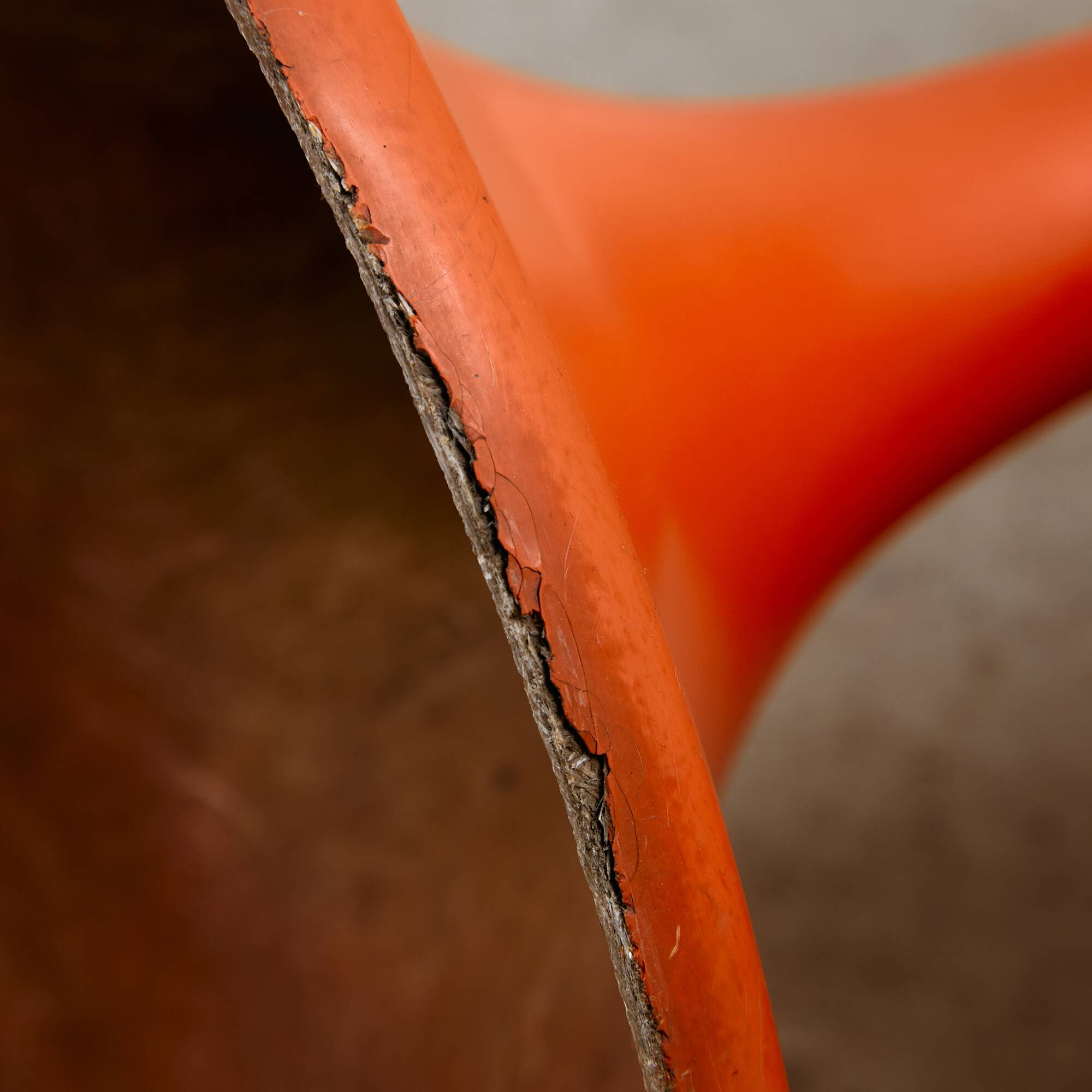 Set of Single-base Orange Molded Chairs, 1970s