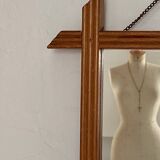Blonde wooden barber mirror