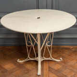 Table en tôle peinte salon de jardin ferronnerie 1950 piétement