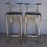 2 bar top stools metal chrome design 1980