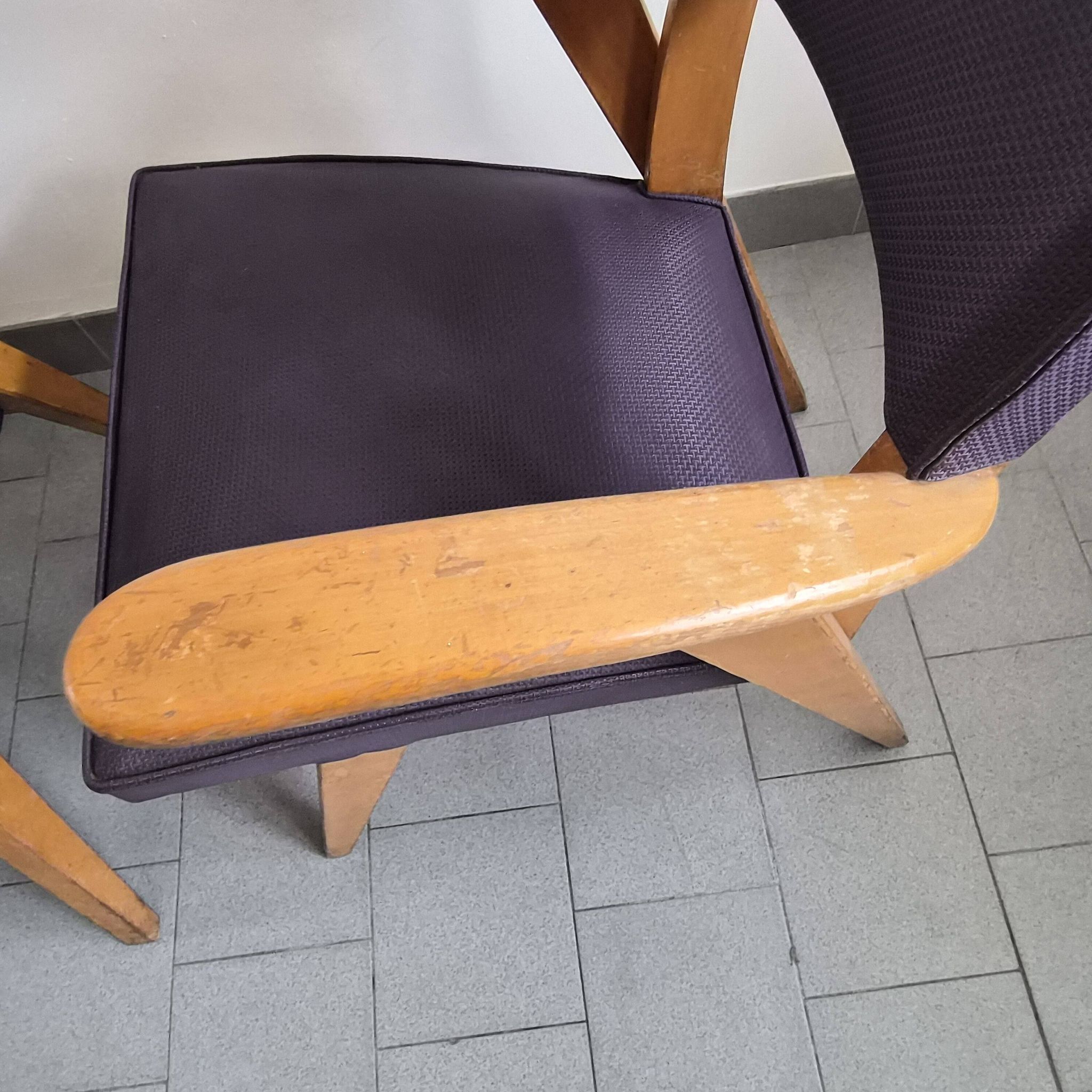 Pair of vintage bridge armchairs from the 1950s.