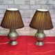 pairs of tin lamps and pleated lampshades h40x26 electricity to super condition standards