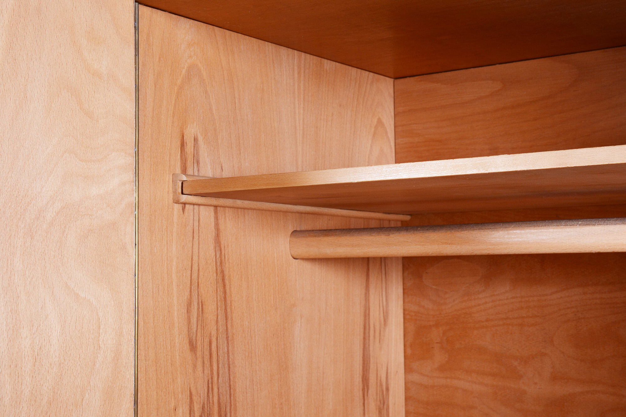 Restored oak bauhaus wardrobe, chrome-plated steel, czechia, 1930s