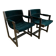 Fauteuil vintage en velours vert et bois noir