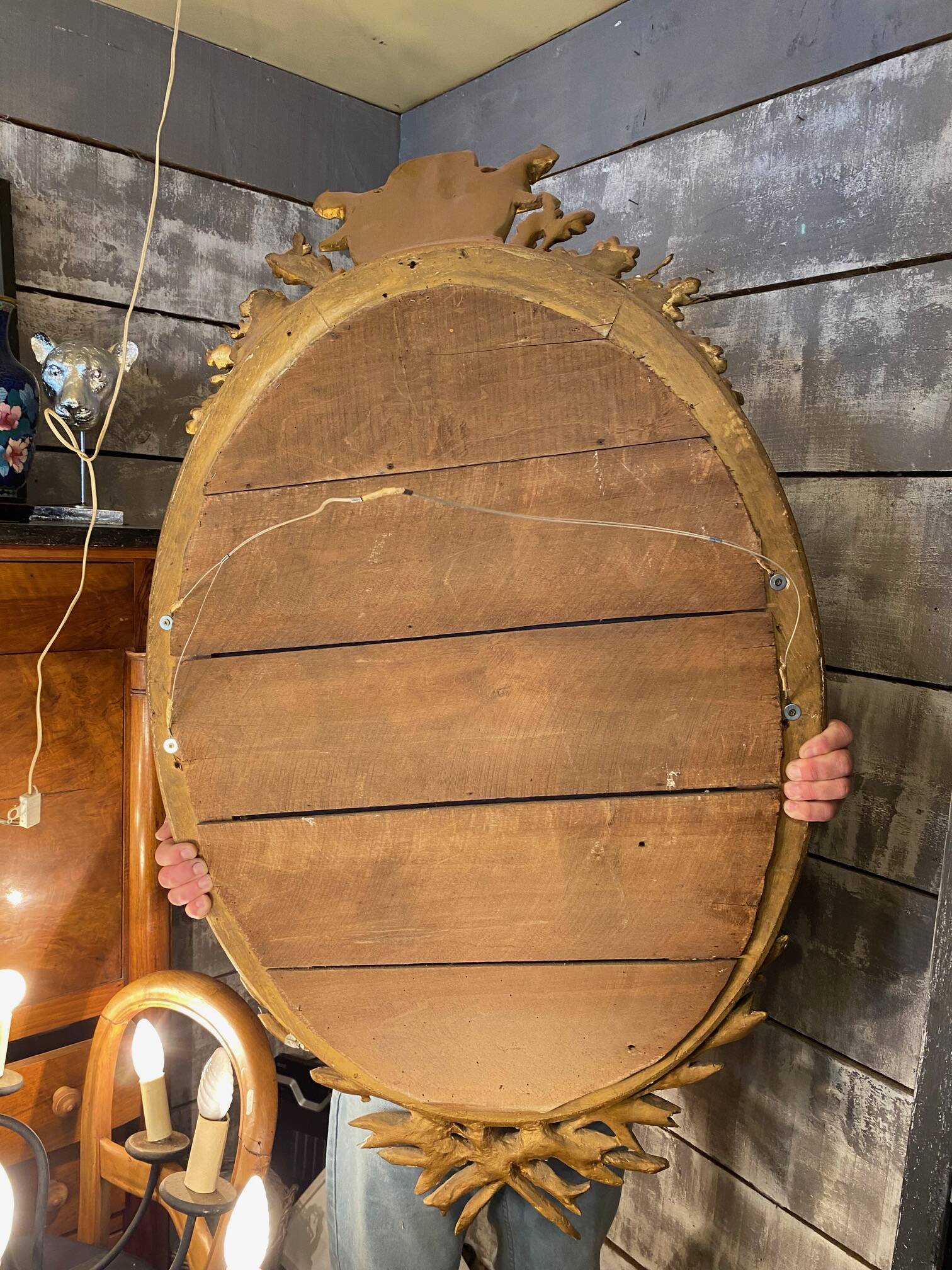 Louis xvi style mirror gilt wood with beveled glass leaf 19th c. period