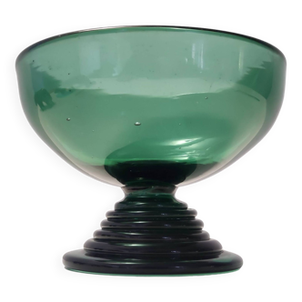 Vintage Hand Blown Green Glass Centerpiece, Made in Empoli, Italy