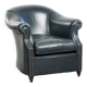 Dark blue cowhide club armchair with a unique and timeless design