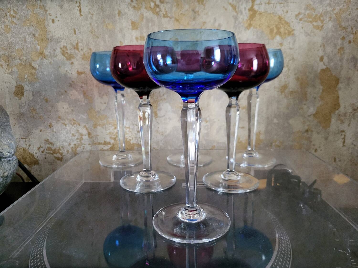Six crystal wine glasses Val Saint Lambert model Saumur.