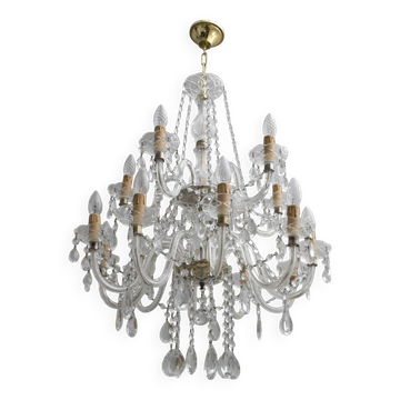 Maria Theresa Mid-Century Modern Italian 15-Light Crystal Chandelier, 1950s