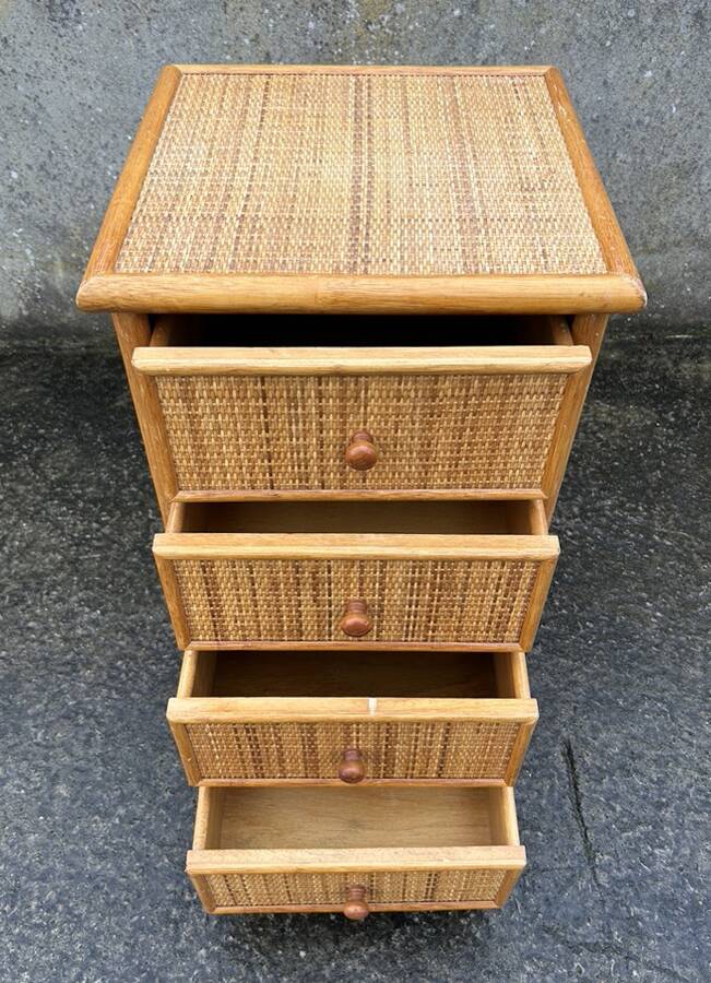 Maugrion weekly planner for Roche Bobois, wood and rattan, 1980s