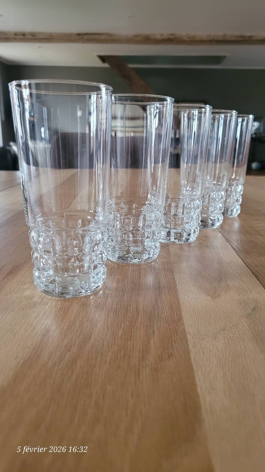 5 vintage BP Bormioli glasses