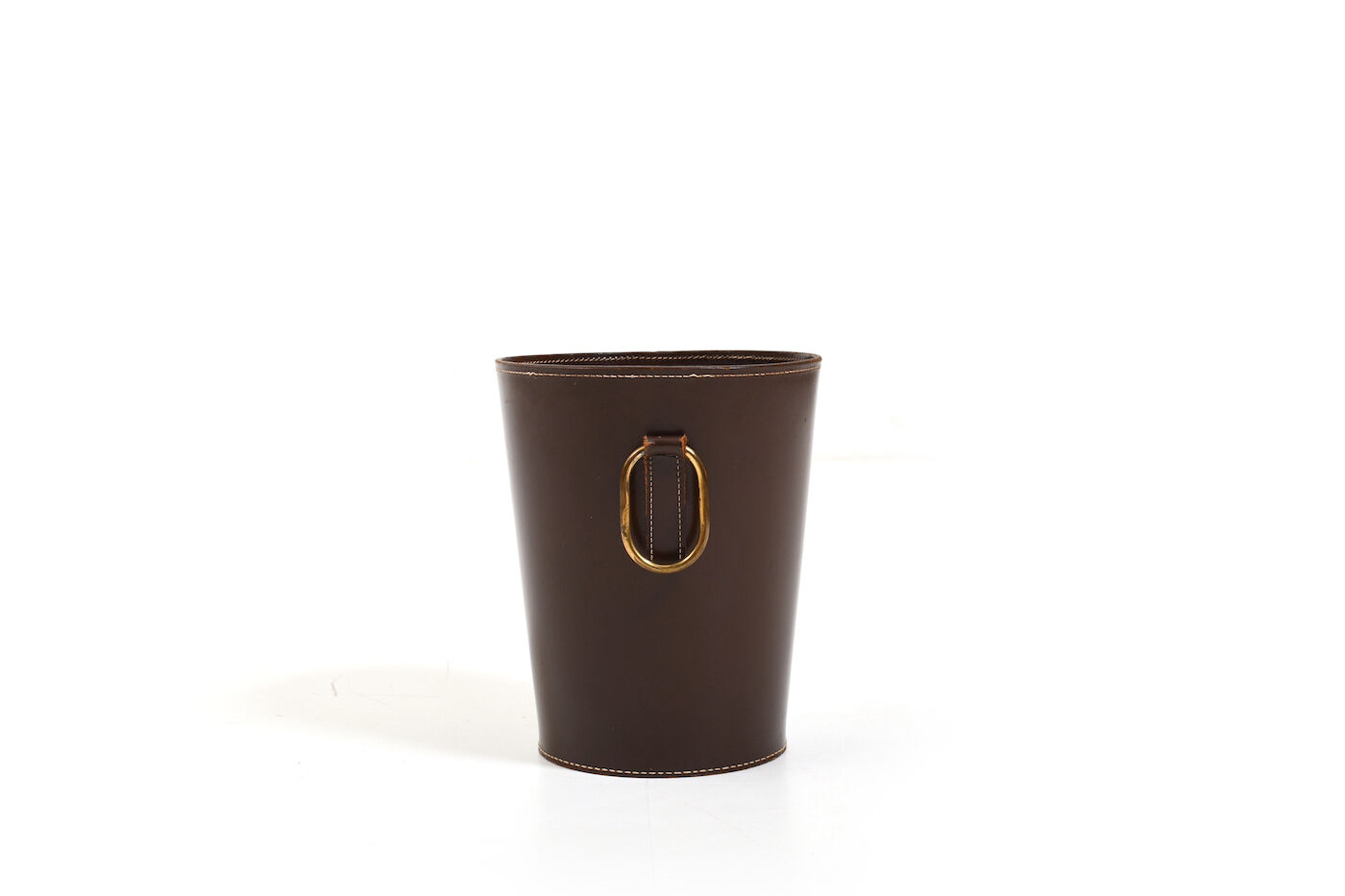 Carl auböck 1950s brown leather waste paper basket