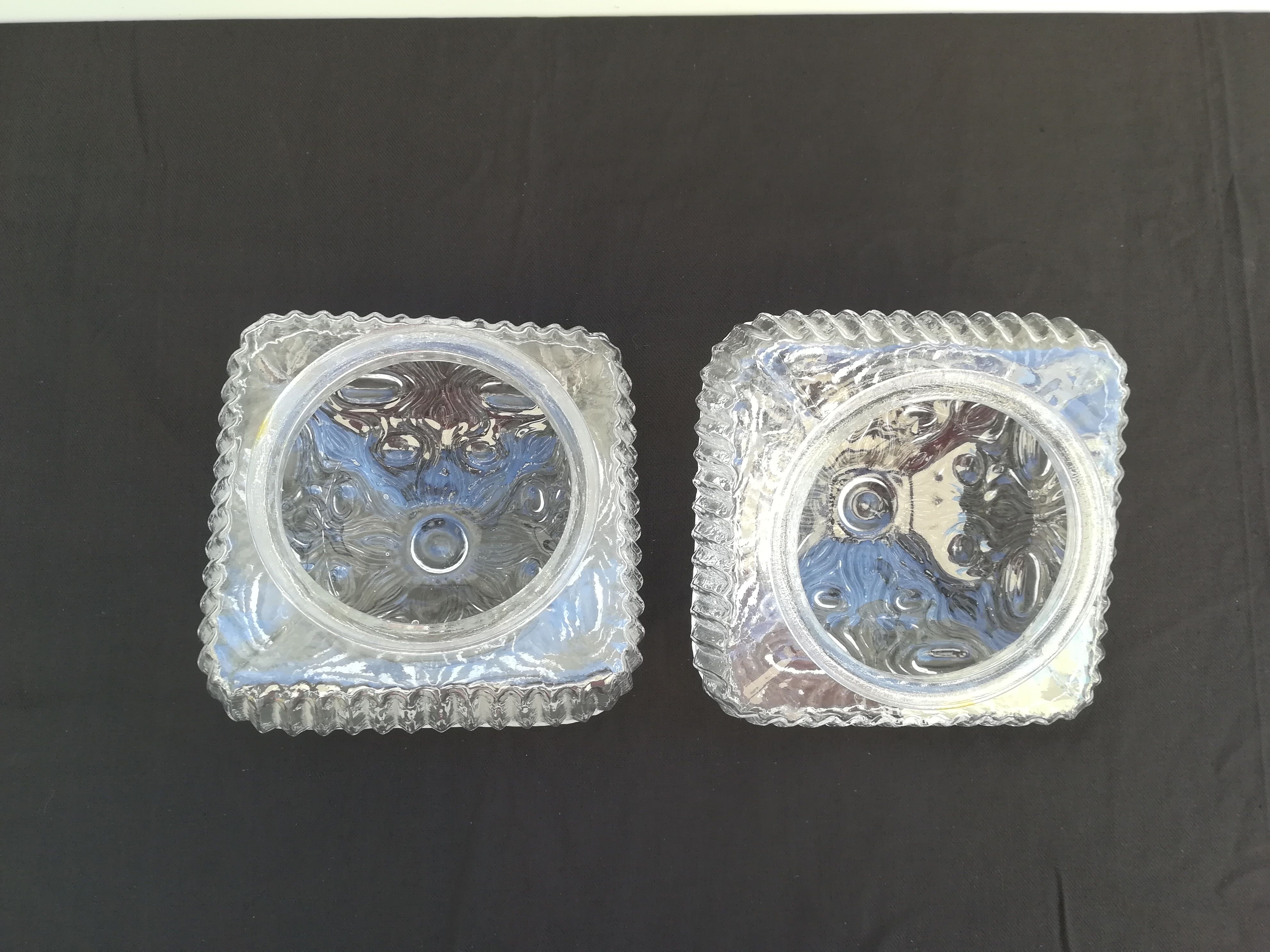 TWO PLAFONNIERS IN VERRE OF ANNEES 60