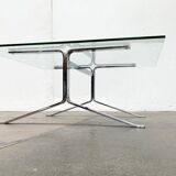 Joker coffee table in chrome and glass in mid-century Space Age style by Olivier Mourgue for Airborne, 1960s.